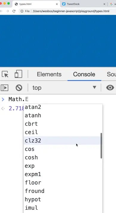 autocompletion of the Math static methods