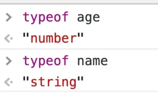 typeof values shown in the console