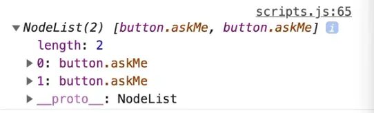 selecting the buttons using document.querySelectorAll