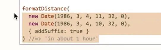formatDistance method showing difference in dates