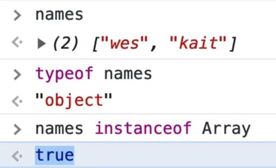 typeof and instanceof operator with arrays