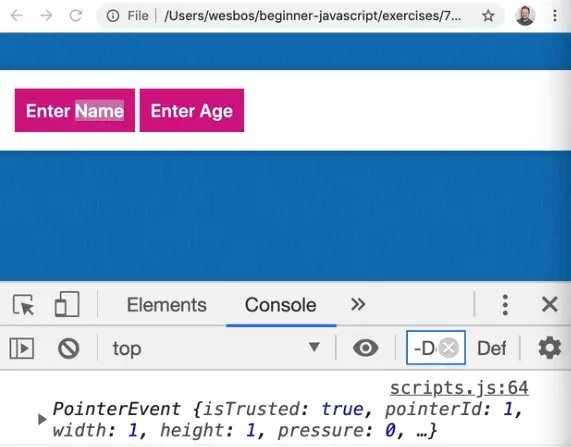attaching the event listener to each of the button
