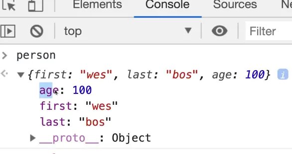 expanding object in console