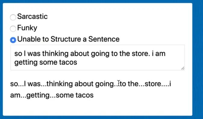 unable to structure sentence output in action