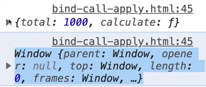 logging this keyword inside calculate returns window object