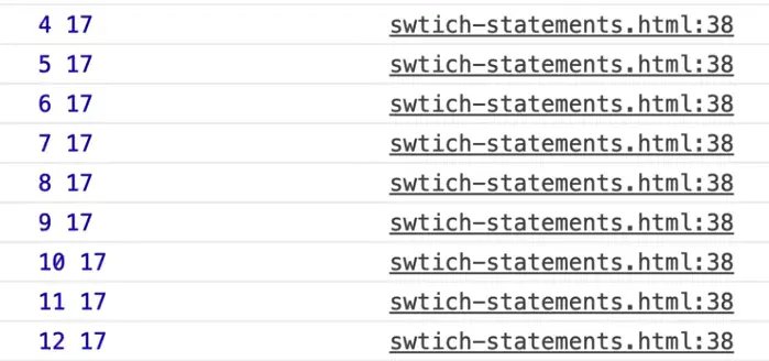 browser console showing x and y changes