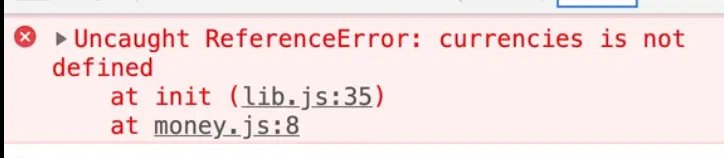 uncaught reference error - currencies is not defined