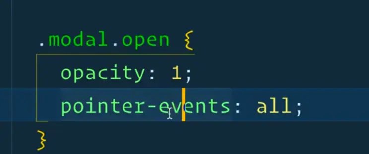 modal with class open has opacity 1 and pointer-event of all
