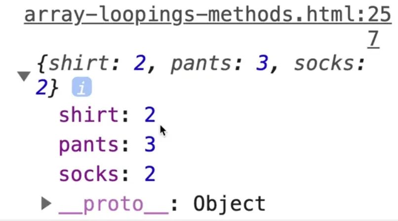 result of calculation as total shirts, total pants and total socks in console