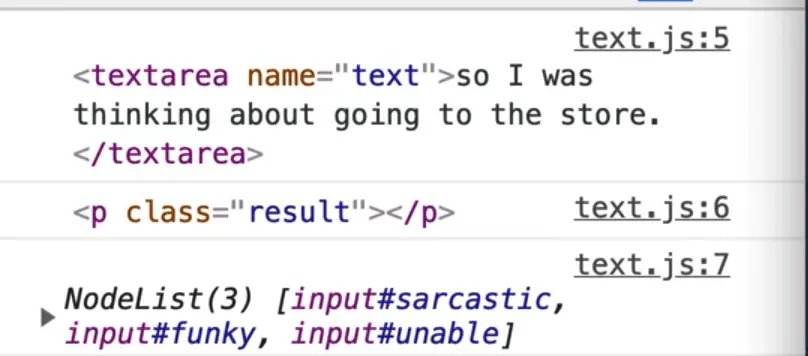 selecting textarea, paragraph and nodelist using querySelectorAll