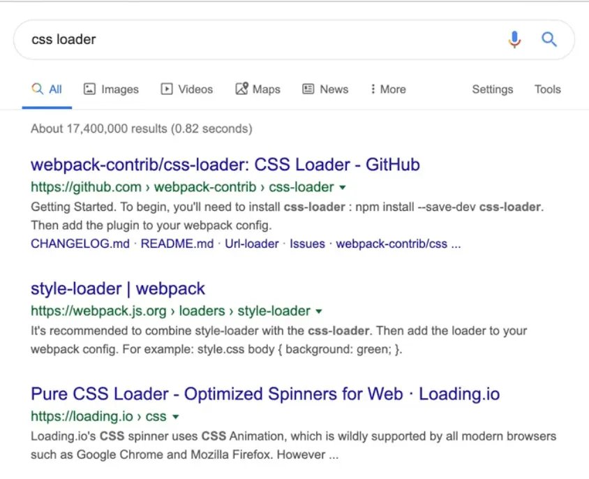 google results for css loader search