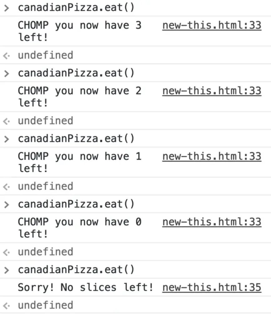calling eat function a bunch of times