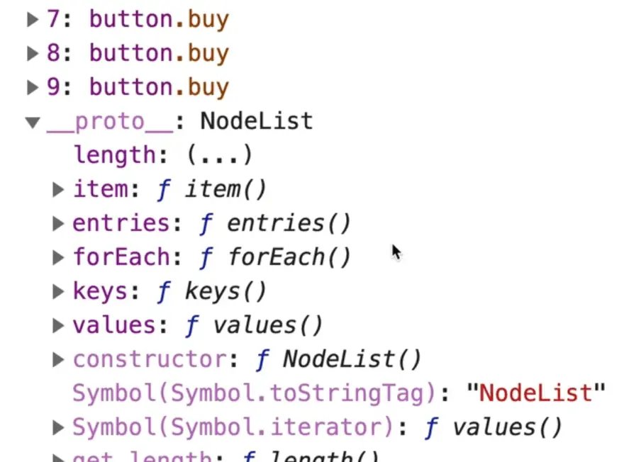 browser console showing the methods on the button prototype