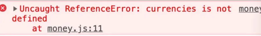 uncaught reference error - currencies is not defined