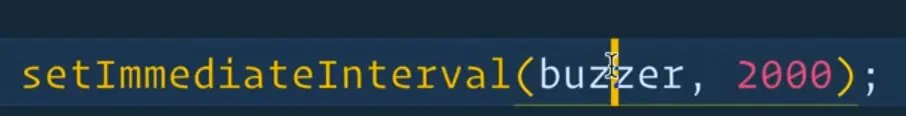 code snippet showing setImmediateIntervale being called with buzzer passed in