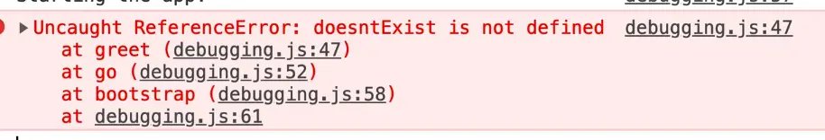 calling bootstrap function on page load wont display anonymous function line in call stack
