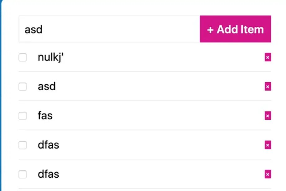 shopping list view after adding some items