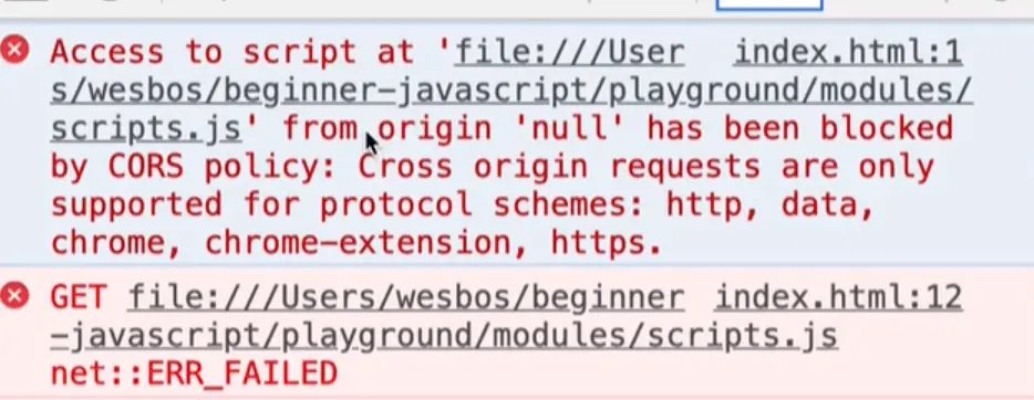 cors blocked error in console