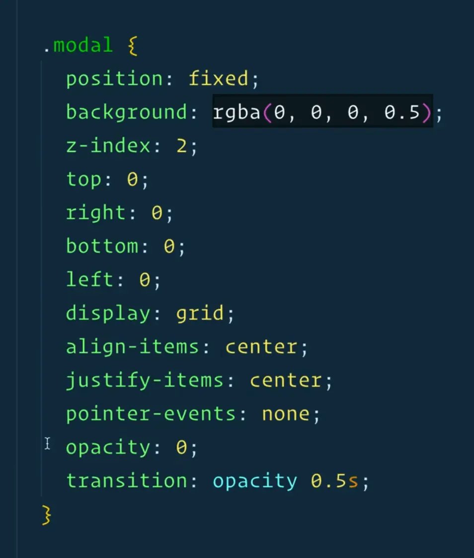 modal css styles