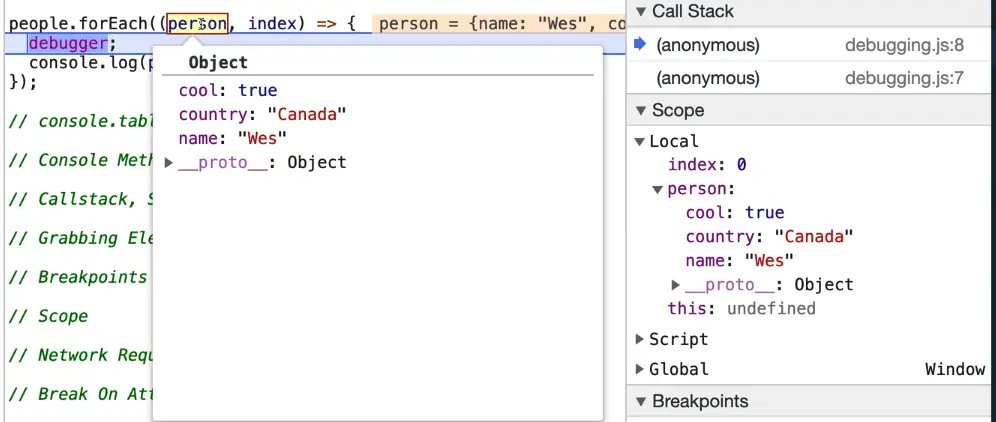 expand the collapsed local option inside scope section, or hover a variable to see their value