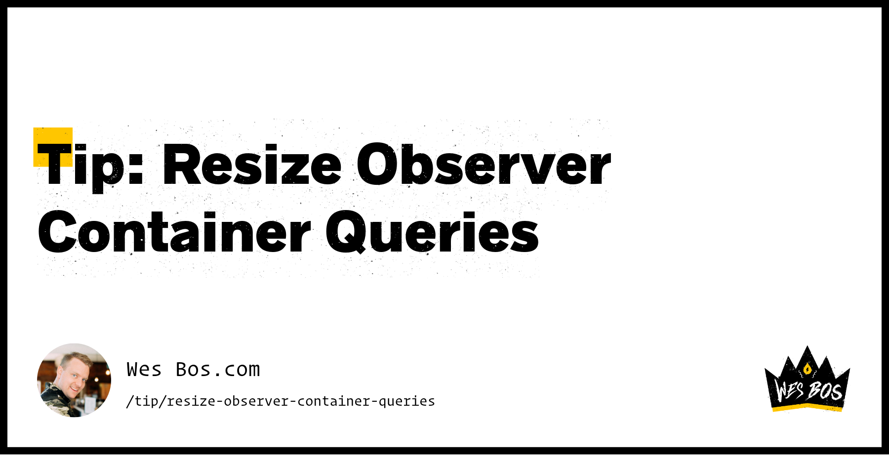 Tip: Resize Observer Container Queries - Wes Bos