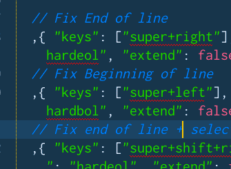 Proper go to end of line with Sublime Text