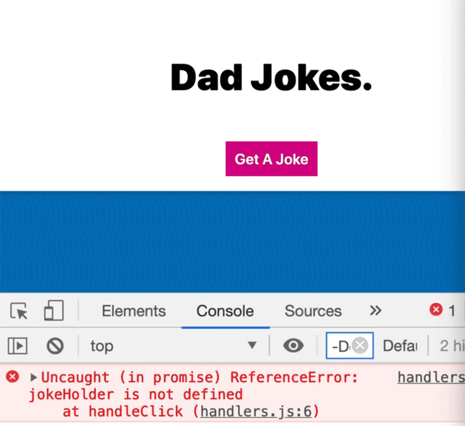 uncaught reference error - jokeHolder is not defined
