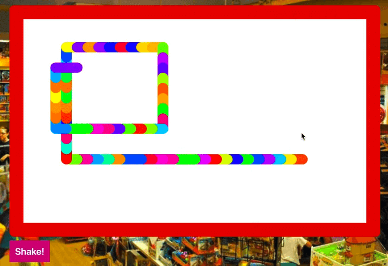 canvas showing a multi color snake like line