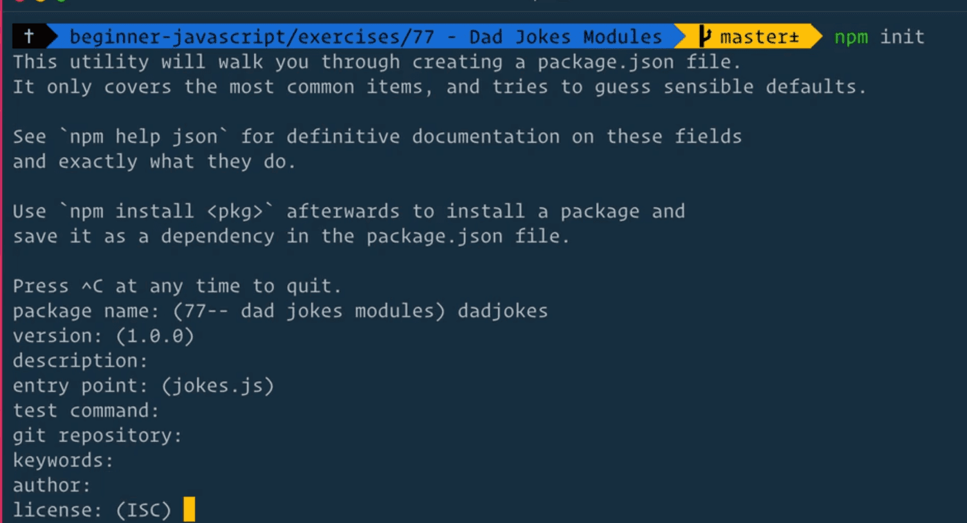 type npm init command to initialize a package.json