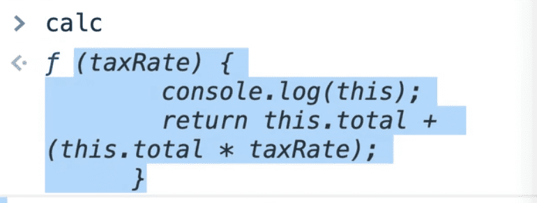 calc function in console