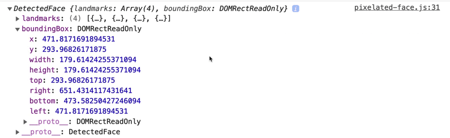bounding box in FaceDetector