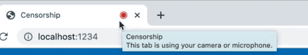 tab is using camera or microphone notification