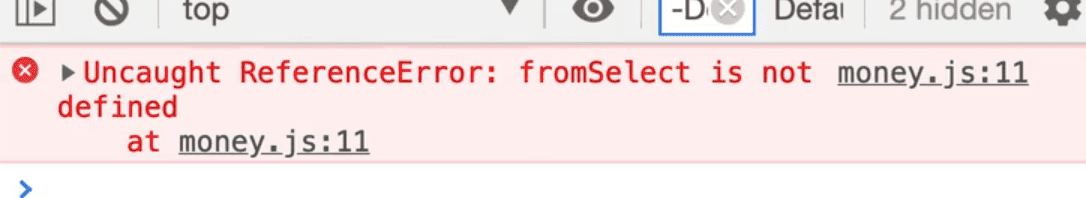 uncaught reference error - fromSelect is not defined