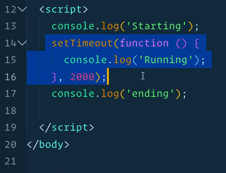 setTimeout function that logs running in console