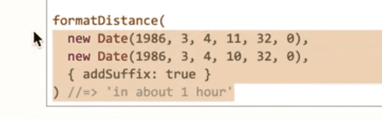 formatDistance method showing difference in dates