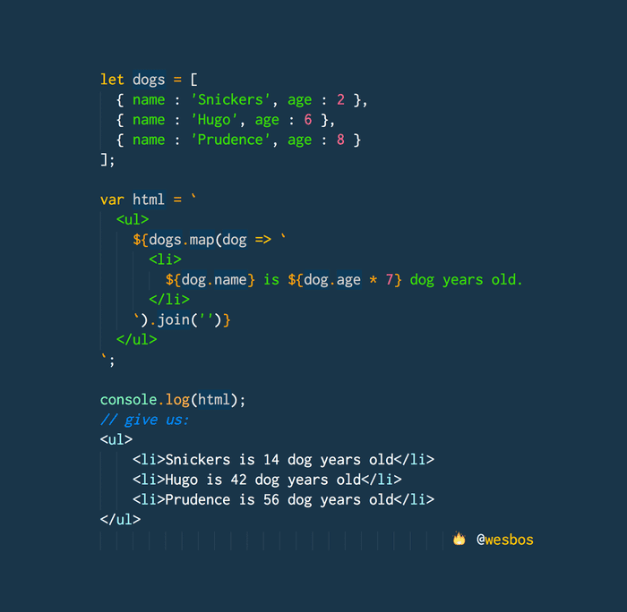 🔥 Use ES6 `Template Strings` for easy, library free HTML templating in JavaScript
