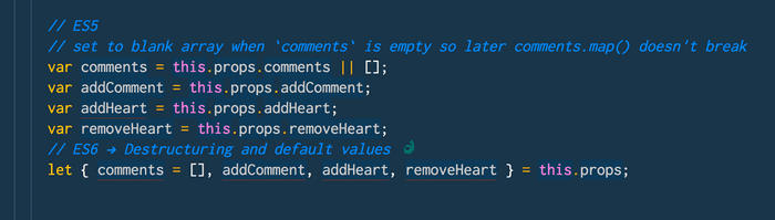 🔥 ES6 improved object syntax is great when an object's property is named the same as the variable it's being set to
