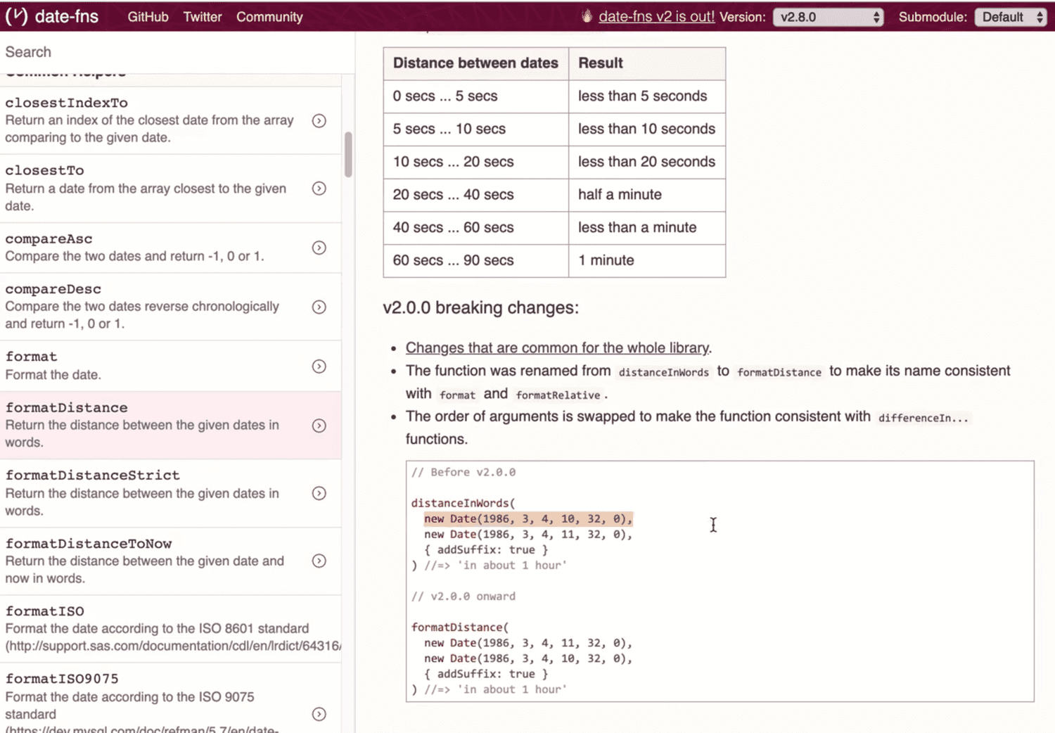 documentation showing how we can calculate difference between two dates