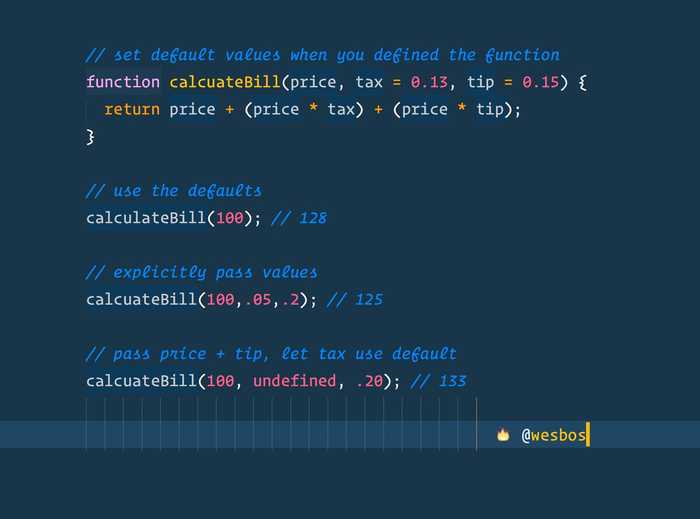 🔥 With ES6, your JavaScript functions can have default parameter values
