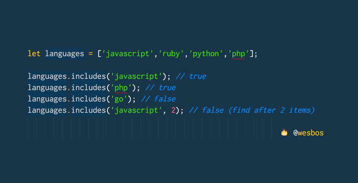 🔥 Say goodbye to indexOf() and use ES7 .includes() to check if an item is inside an array
