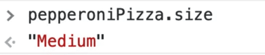 pepperoniPizza's size as medium in console