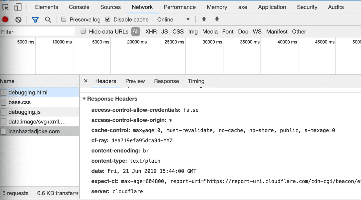 track http requests and response to endpoints using network tab