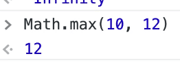 math max function returns highest as 12 between two numbers 10 and 12