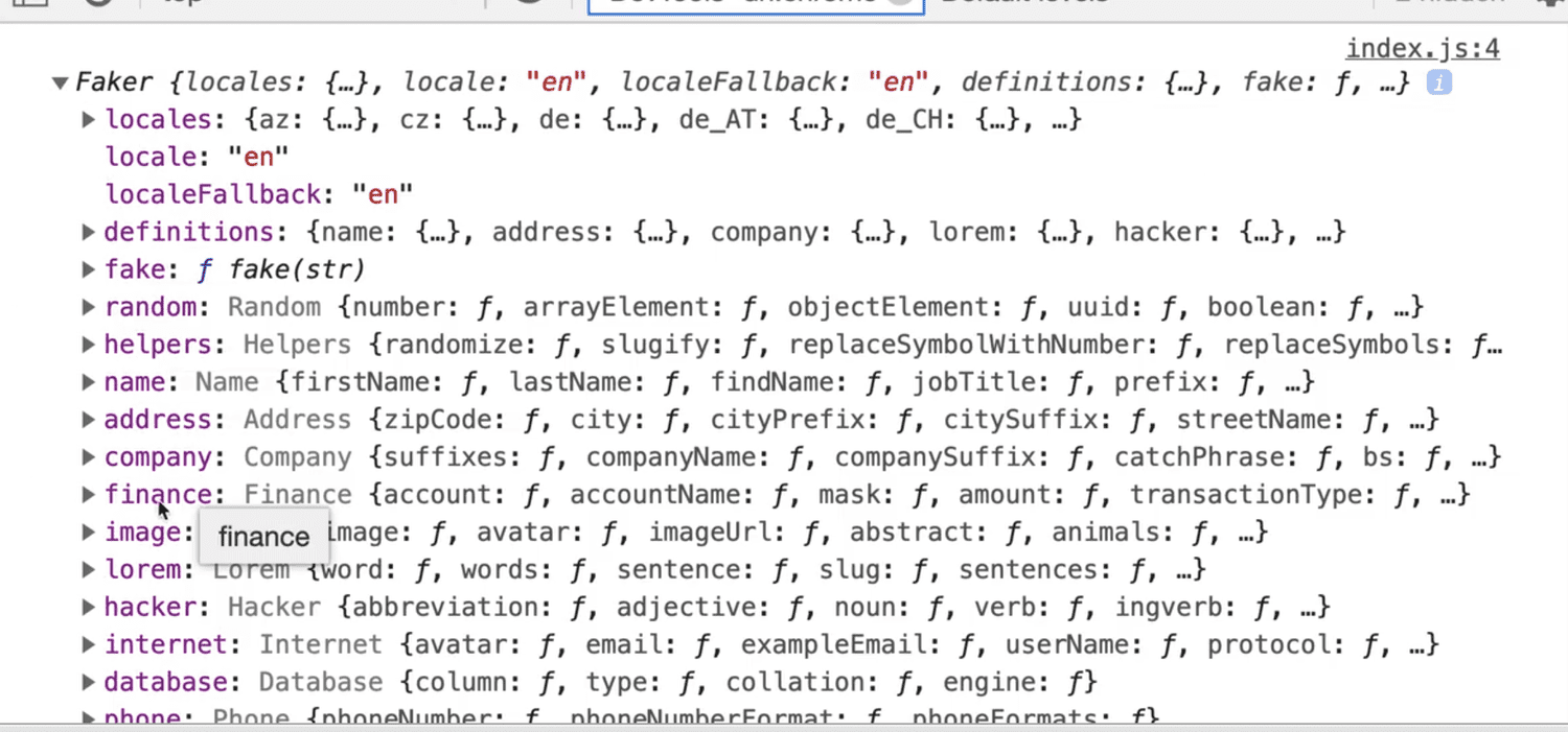 faker methods in console