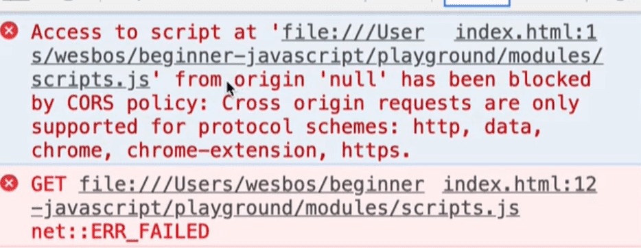 cors blocked error in console
