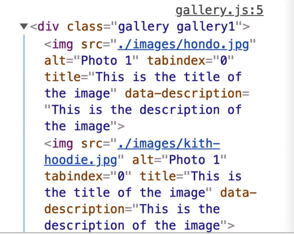 gallery console log shows up
