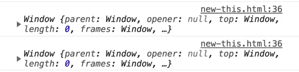 window object log in console