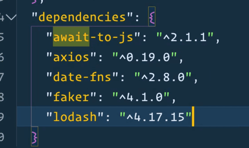 all dependencies in package.json file