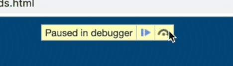 paused status in debugger in the dialog box