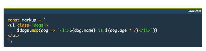 🔥 Template literals in ES6 are great for quickly creating HTML without a templating library
